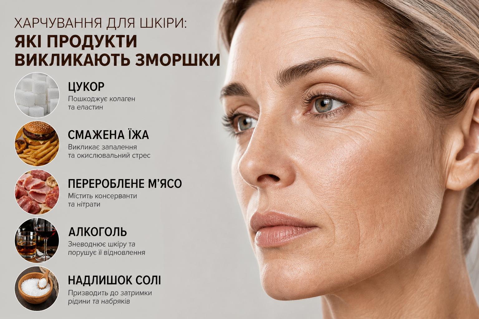 Коли їжа читається на обличчі: що саме провокує зморшки