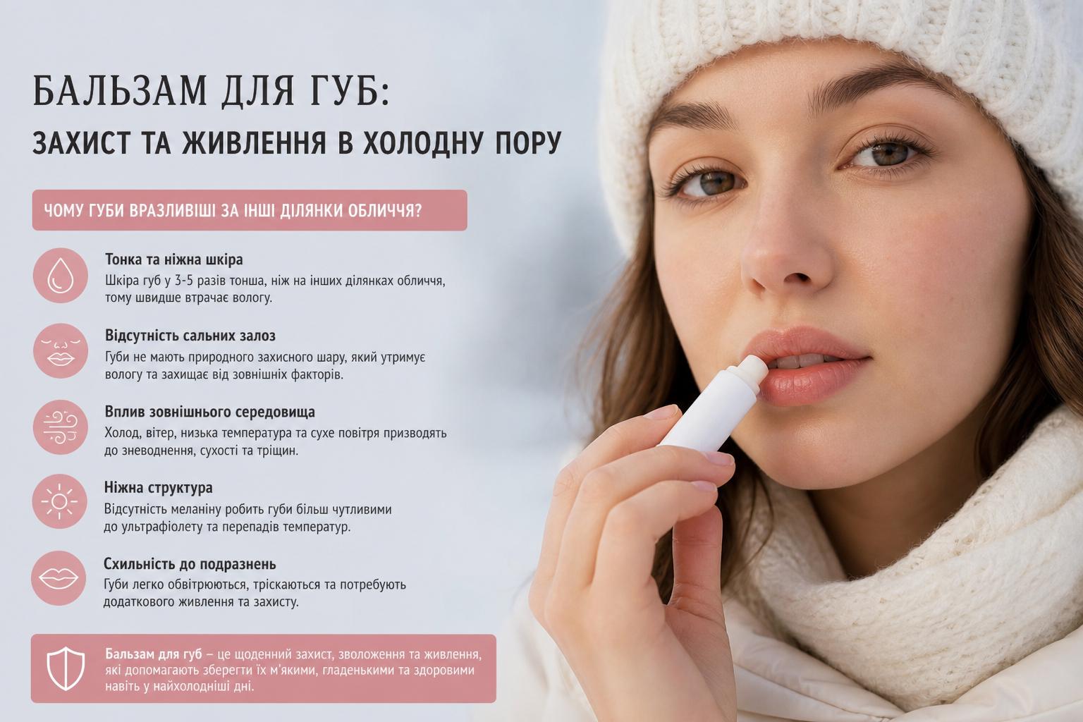 Бальзам для губ: захист та живлення в холодну пору. Чому губи вразливіші за інші ділянки обличчя Бальзам для губ: захист та живлення в холодну пору. Чому губи вразливіші за інші ділянки обличчя