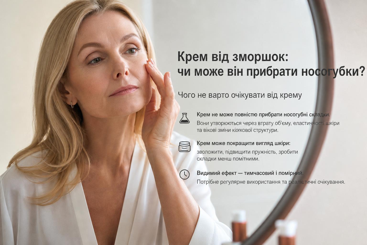 Крем від зморшок: чи може він прибрати носогубки?. Чого не варто очікувати від крему Крем від зморшок: чи може він прибрати носогубки?. Чого не варто очікувати від крему