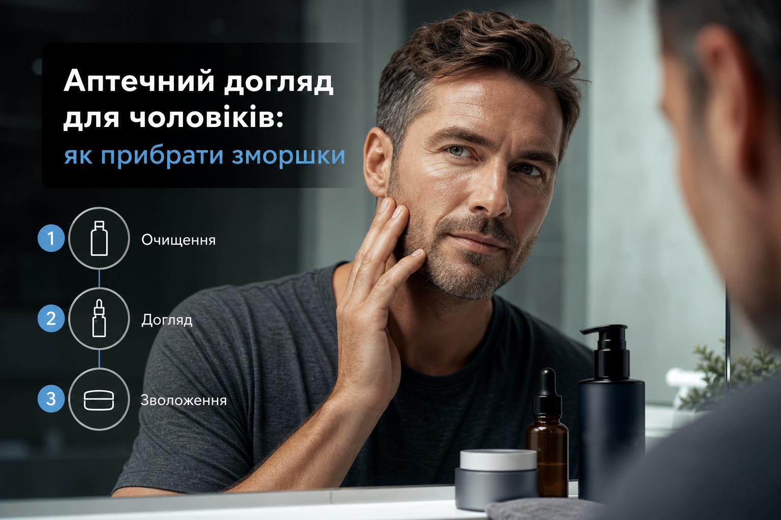 Аптечний догляд для чоловіків: як прибрати зморшки без зайвих зусиль. Покрокова система догляду за обличчям для чоловіків від зморшок Аптечний догляд для чоловіків: як прибрати зморшки без зайвих зусиль. Покрокова система догляду за обличчям для чоловіків від зморшок